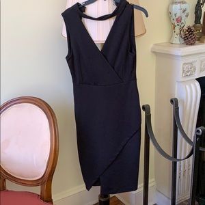 Black midi dress with neck line cut-out - size S
